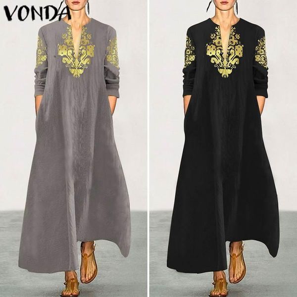 vonda vintage printed dress womens cotton long robe 2020 femme casual sundress summer v neck party vestidos oversized1, Black;gray
vonda vintage printed dress womens cotton long robe 2020 femme casual sundress summer v neck party vestidos oversized1, Black;gray