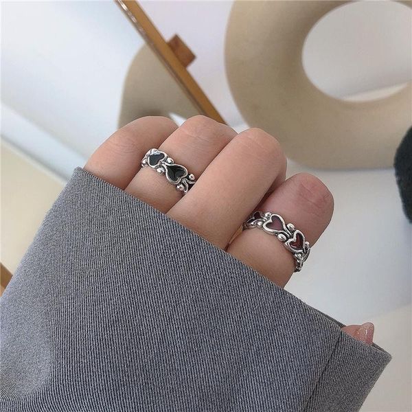 aomu ins fashion red black heart chain metal vintage rings for personality women girls new design party jewelry gifts wmtudr, Silver
aomu ins fashion red black heart chain metal vintage rings for personality women girls new design party jewelry gifts wmtudr, Silver
