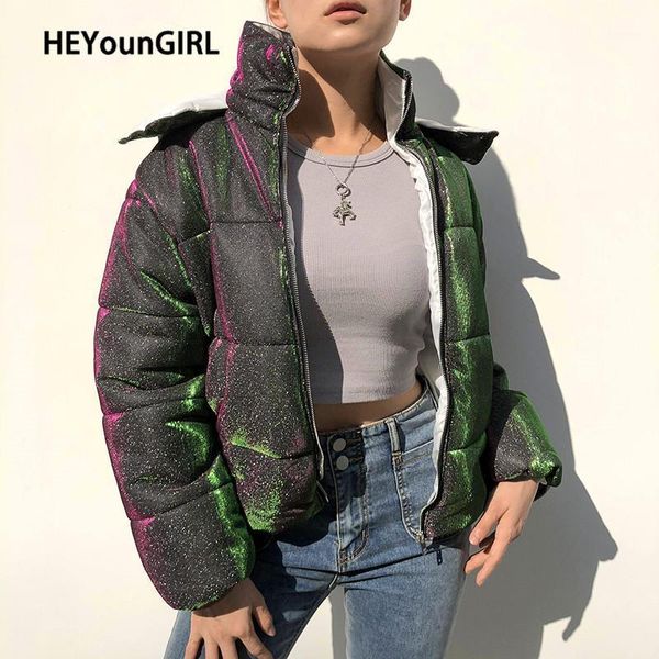 heyoungirl glitter reflective puffer jacket parka women autumn winter warm hoodies bubble coat ladies casual overcoat streetwear1, Black
heyoungirl glitter reflective puffer jacket parka women autumn winter warm hoodies bubble coat ladies casual overcoat streetwear1, Black