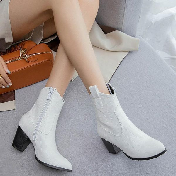 fashion high heels ankle boots women's dress shoes plus size stone grain pointed toe thick heel boots rhinestone booties #08131, Black
fashion high heels ankle boots women's dress shoes plus size stone grain pointed toe thick heel boots rhinestone booties #08131, Black