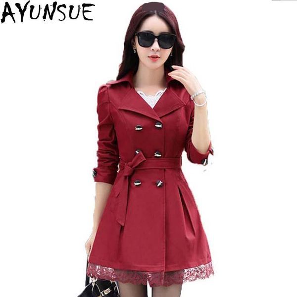 women's trench coats ayunsue arrival 2021 coat for women spring double breasted lace casaco feminino autumn outerwear mujer lx520, Tan;black
women's trench coats ayunsue arrival 2021 coat for women spring double breasted lace casaco feminino autumn outerwear mujer lx520, Tan;black