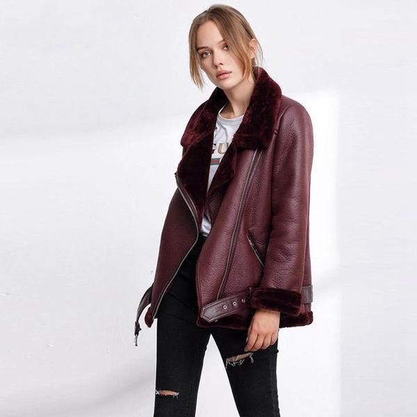 women's leather & faux 2021 pu jacket women warm fur inside collar coat fashion moto oversized zipper pocket sashes jackets1, Black
women's leather & faux 2021 pu jacket women warm fur inside collar coat fashion moto oversized zipper pocket sashes jackets1, Black
