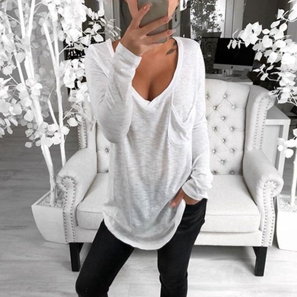2019 autumn v neck casual t shirt women solid pink gray ladies spring loose tee shirt long sleeve t-shirts vintage new1, White
2019 autumn v neck casual t shirt women solid pink gray ladies spring loose tee shirt long sleeve t-shirts vintage new1, White