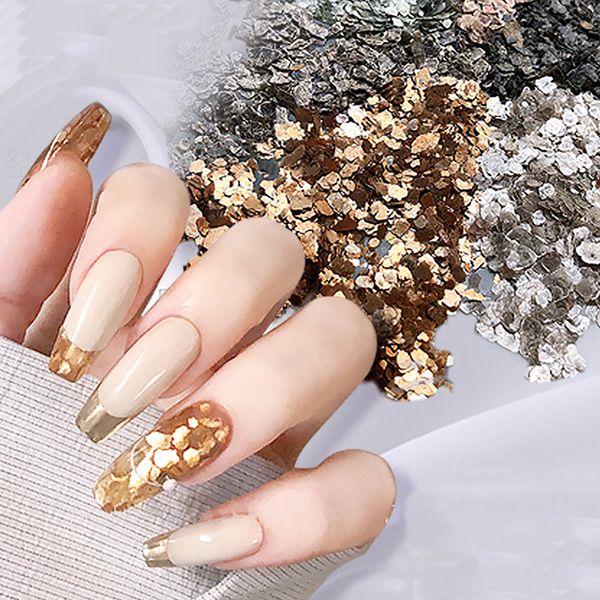 new 6pcs/set nail art mica slices ultrathin metal copper flake irregular bronze gravel paillette japan glitter manicure accessories, Silver;gold
new 6pcs/set nail art mica slices ultrathin metal copper flake irregular bronze gravel paillette japan glitter manicure accessories, Silver;gold