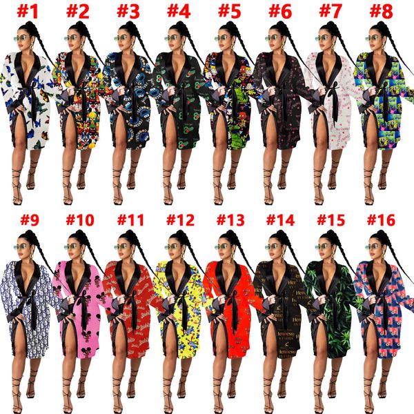 women home dress designer loose pajamas letter pattern printed large lapel with belt ladies new fashion skirt nightgown, Black;gray
women home dress designer loose pajamas letter pattern printed large lapel with belt ladies new fashion skirt nightgown, Black;gray