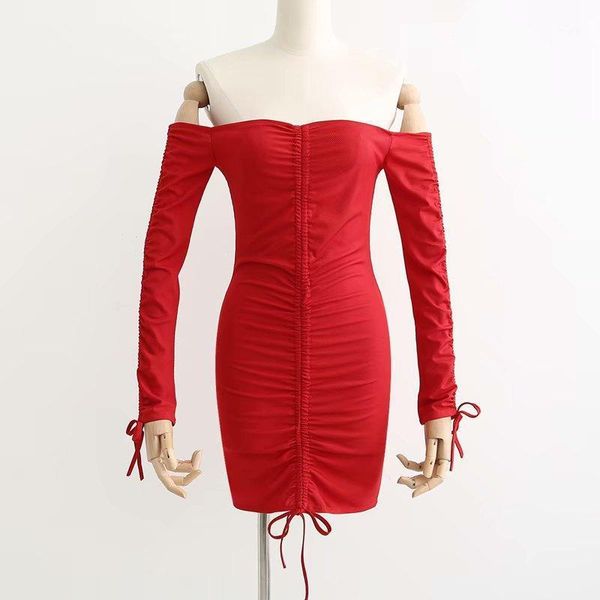 europe and america women's dress 2020 spring new style fashion trend of the wind drawstring off-shoulder dress1, White;black
europe and america women's dress 2020 spring new style fashion trend of the wind drawstring off-shoulder dress1, White;black