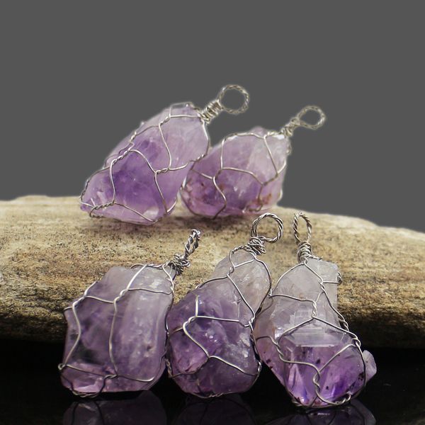 hand woven white copper wire wrapping amethyst crystal cluster reiki jewelry natural crystal prototype stone fashion charm women's pend, Silver
hand woven white copper wire wrapping amethyst crystal cluster reiki jewelry natural crystal prototype stone fashion charm women's pend, Silver