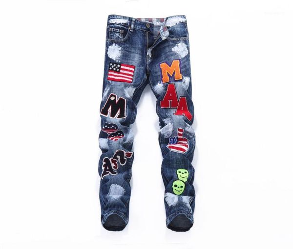popular brand jeans men's fashion street european version of washing embroidery flower patch hip hop slim fit cowboy trousers ls1, Blue
popular brand jeans men's fashion street european version of washing embroidery flower patch hip hop slim fit cowboy trousers ls1, Blue