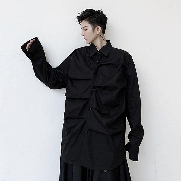 men pleated design long sleeve casual blouse shirt male japan korea style streetwear loose folds shirt1, White;black
men pleated design long sleeve casual blouse shirt male japan korea style streetwear loose folds shirt1, White;black