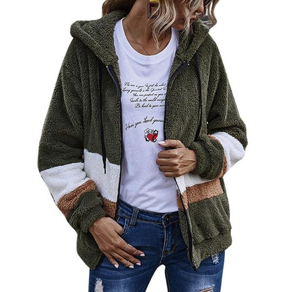 women's fur & faux women ladies color block hooded lamp wool coat teddy bear soft zipped jacket warm winter overcoats, Black
women's fur & faux women ladies color block hooded lamp wool coat teddy bear soft zipped jacket warm winter overcoats, Black