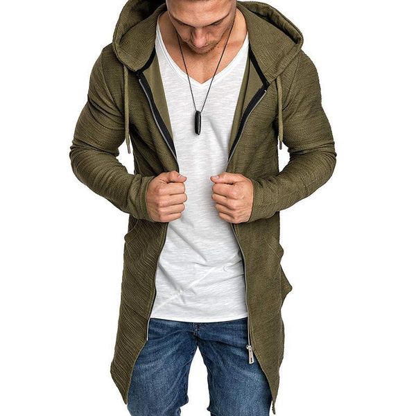 men hooded sweatshirts hip hop mantle tuxed hoodies fashion jacket long sleeve zipper cloak man coat outerwear with pockets, Black
men hooded sweatshirts hip hop mantle tuxed hoodies fashion jacket long sleeve zipper cloak man coat outerwear with pockets, Black
