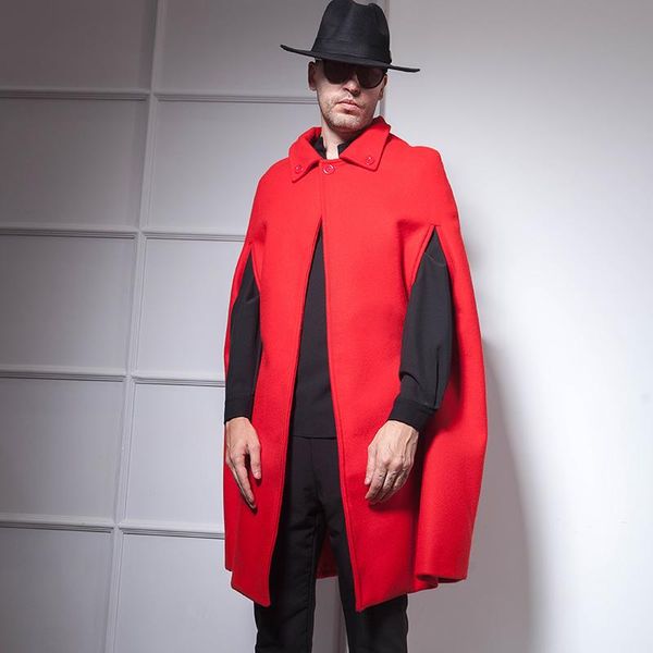 men's wool & blends woollen overcoat coat european autumn/winter wear garment medium long loose lapel bright red cape tide, Black
men's wool & blends woollen overcoat coat european autumn/winter wear garment medium long loose lapel bright red cape tide, Black