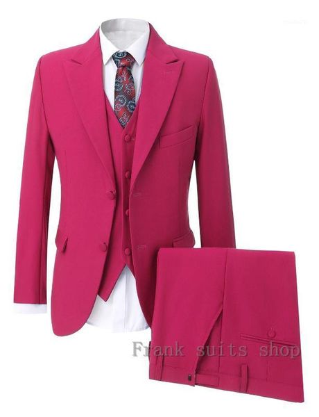 2020 new solid color fashion trend rose red suit three-piece wedding party slim dress suit jacket vest pants1, White;black
2020 new solid color fashion trend rose red suit three-piece wedding party slim dress suit jacket vest pants1, White;black