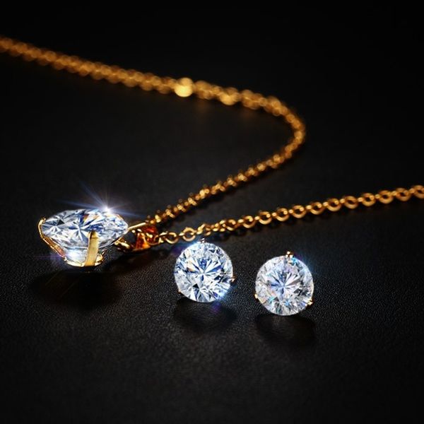 vnox elegant bling cz stone necklace stud earrings for women shinny solitaire pendant stainless steel chain jewelry set 201222, Slivery;crystal
vnox elegant bling cz stone necklace stud earrings for women shinny solitaire pendant stainless steel chain jewelry set 201222, Slivery;crystal