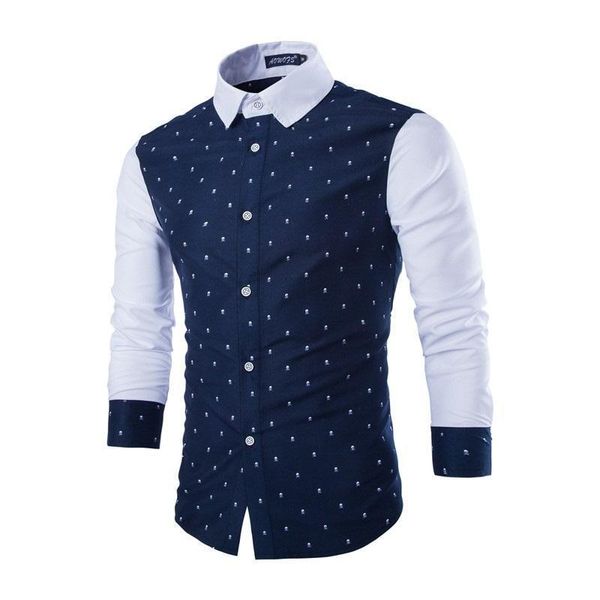 men's casual shirts quality skull print patchwork england slim hit shirt men dress long sleeve fit camisas masculinas, White;black
men's casual shirts quality skull print patchwork england slim hit shirt men dress long sleeve fit camisas masculinas, White;black