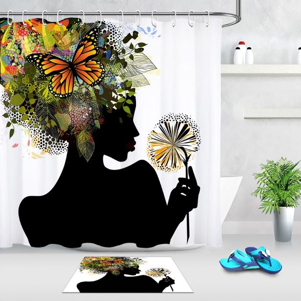 lb pretty african american black girl white shower curtains with mat set butterfly bathroom waterproof fabric for bathtub decor
lb pretty african american black girl white shower curtains with mat set butterfly bathroom waterproof fabric for bathtub decor