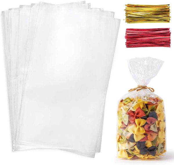 Cello Cellophane Treat Bags,200 Pcs 7x13 Inches Clear Pastic Gift Bags With Twist Ties,party Favor Bags