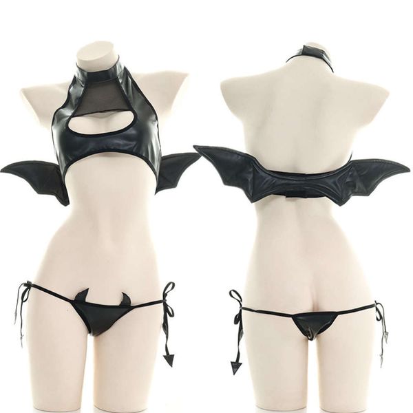 patent leather wings devil open suit cht role play private underwear uniform temptation pajamas, Black;white
patent leather wings devil open suit cht role play private underwear uniform temptation pajamas, Black;white
