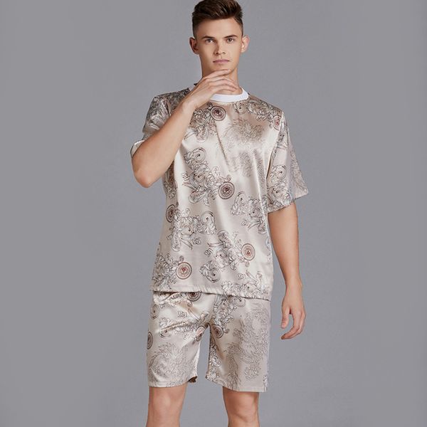 men pyjama set print satin men pajama suit short sleeve shorts silk pajama man sleepwear spring pajama male nightgown q1216, Black;white
men pyjama set print satin men pajama suit short sleeve shorts silk pajama man sleepwear spring pajama male nightgown q1216, Black;white