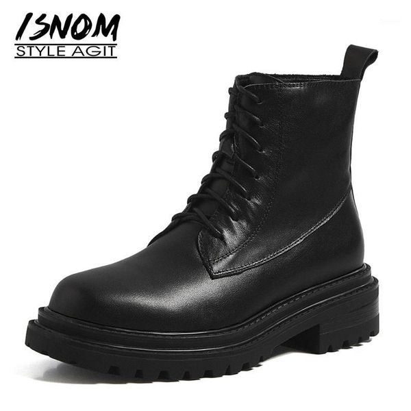 isnom genuine leather ankle boots cross tied ladies chunky heels shoes woman platform lace up skid proof booties 20211, Black
isnom genuine leather ankle boots cross tied ladies chunky heels shoes woman platform lace up skid proof booties 20211, Black