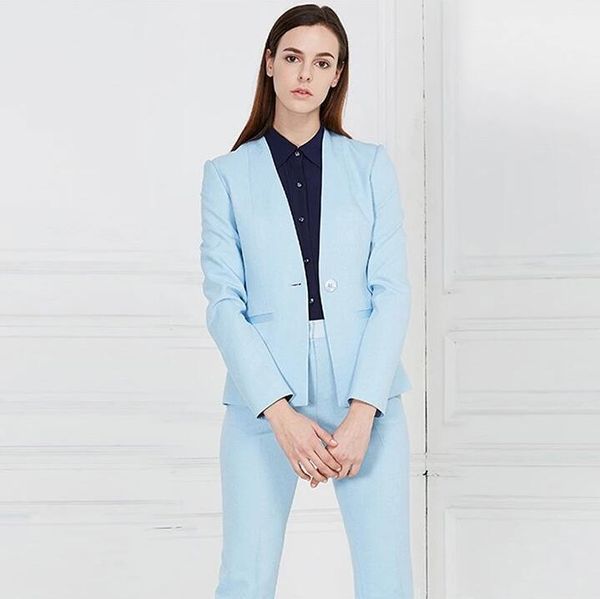 sky blue women suits one button blazer with pants suits set long sleeve suit women jacket ladies customize made1, White
sky blue women suits one button blazer with pants suits set long sleeve suit women jacket ladies customize made1, White