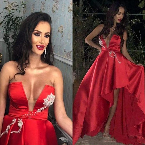 sweetheart v neckline prom dresses with beaded high low ruched cocktail evening formal gowns robe de soriee, Black
sweetheart v neckline prom dresses with beaded high low ruched cocktail evening formal gowns robe de soriee, Black