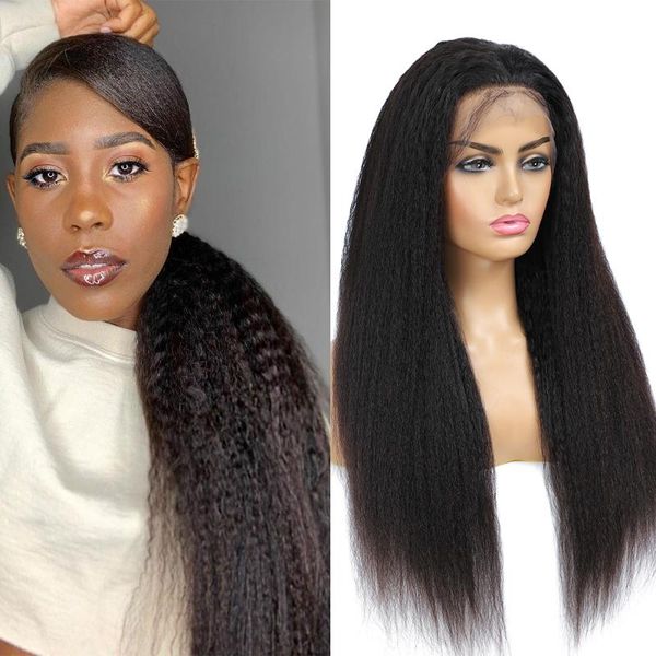 lace wigs kinky straight front for black women yaki 13x4 150% density pre plucked with baby hair, Black;brown
lace wigs kinky straight front for black women yaki 13x4 150% density pre plucked with baby hair, Black;brown