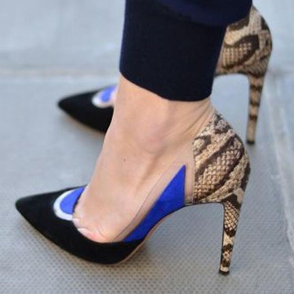 ladies the python leather contrast pvc patchwork bombs of women pointed toe fashion high color leap party mixed bomb 1ir9, Black
ladies the python leather contrast pvc patchwork bombs of women pointed toe fashion high color leap party mixed bomb 1ir9, Black