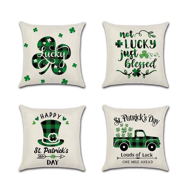 happy st. patrick's day pillowcases green lucky clover hat car sofa throw pillow case square cushion cover with zipper festival decor
happy st. patrick's day pillowcases green lucky clover hat car sofa throw pillow case square cushion cover with zipper festival decor