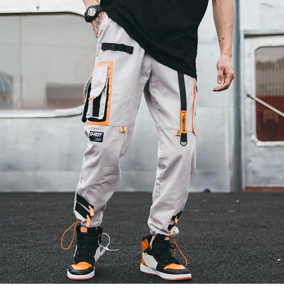 men's pants fashion hip cargo streetwear men harajuku harem joggers casual tatical ribbon multi pockets track trousers, Black
men's pants fashion hip cargo streetwear men harajuku harem joggers casual tatical ribbon multi pockets track trousers, Black