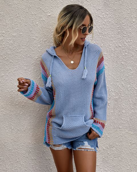 women color matching sweater v neck hooded big pocket long sleeve sweater famale autumn slim fit clothes, White;black
women color matching sweater v neck hooded big pocket long sleeve sweater famale autumn slim fit clothes, White;black