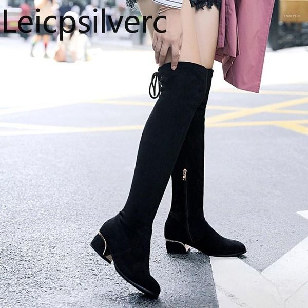 women's boots autumn and winter new fashion round head zipper lace-up thick heel low-heeled women's over the knee boots 34-391, Black
women's boots autumn and winter new fashion round head zipper lace-up thick heel low-heeled women's over the knee boots 34-391, Black