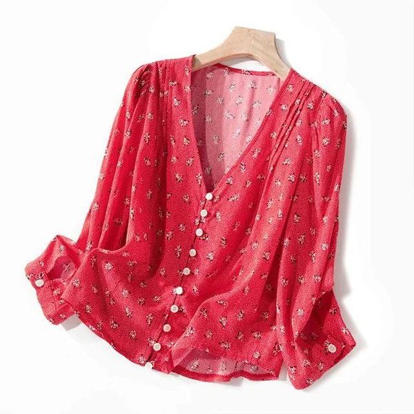 women's blouses & shirts women shirt 2021 summer floral retro buttoned 3/4 sleeve top, White
women's blouses & shirts women shirt 2021 summer floral retro buttoned 3/4 sleeve top, White
