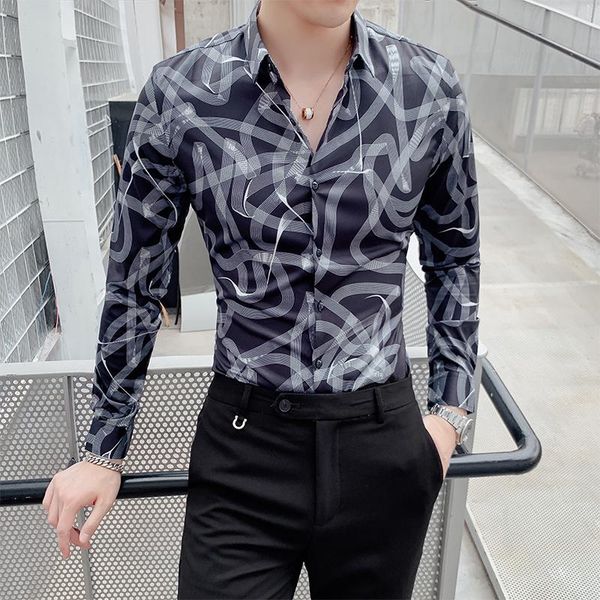 men's casual shirts gzdeerax long sleeve mens luxury all printed dress camisa masculina fashion slim fit party man, White;black
men's casual shirts gzdeerax long sleeve mens luxury all printed dress camisa masculina fashion slim fit party man, White;black