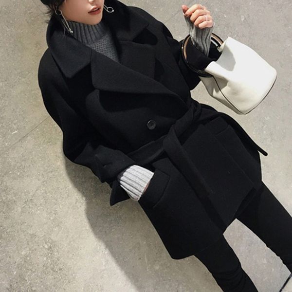 cashmere women's 2020 new winter medium long high end thickened and warm hepburn style large woolen coat, Black
cashmere women's 2020 new winter medium long high end thickened and warm hepburn style large woolen coat, Black