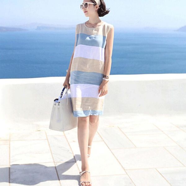 cotton striped patchwork summer dress o-neck sleeveless casual boho beach sundress straight women dresses1, Black;gray
cotton striped patchwork summer dress o-neck sleeveless casual boho beach sundress straight women dresses1, Black;gray