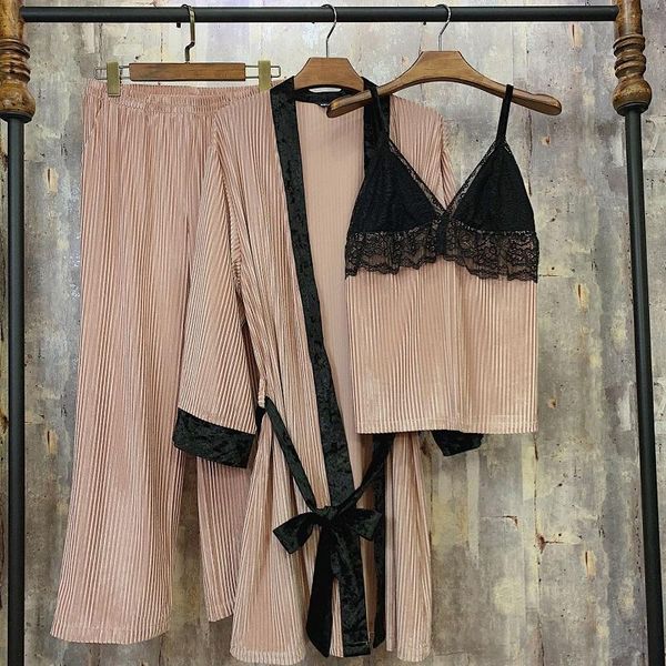 women's sleepwear autumn and winter pajamas three-piece suit, corduroy with lace, comfortable soft home wear, night gown suit.sleepwear, Black;red
women's sleepwear autumn and winter pajamas three-piece suit, corduroy with lace, comfortable soft home wear, night gown suit.sleepwear, Black;red