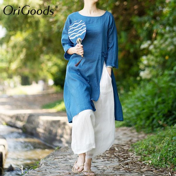 origoods summer long blouse women ramie solid blue long shirt blouse original design summer for women kawaii cute e0151, White
origoods summer long blouse women ramie solid blue long shirt blouse original design summer for women kawaii cute e0151, White