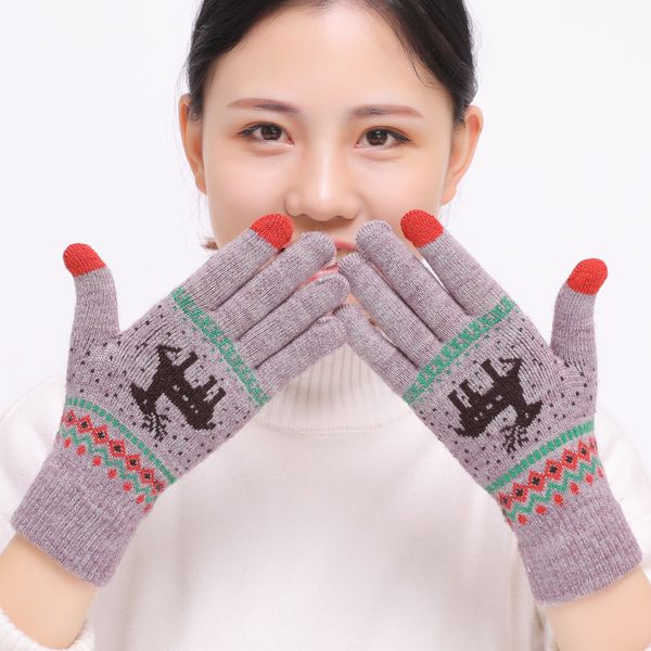 2020 women's cute elk deer snowflake knitted gloves full finger winter gloves touch screen mittens female gloves christmas gift, White
2020 women's cute elk deer snowflake knitted gloves full finger winter gloves touch screen mittens female gloves christmas gift, White