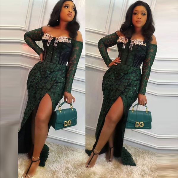 hunter full lace evening dresses mermaid off shoulder beads sequins side split long sleeves prom dress plus size aso ebi robe de soirée, Black;red
hunter full lace evening dresses mermaid off shoulder beads sequins side split long sleeves prom dress plus size aso ebi robe de soirée, Black;red