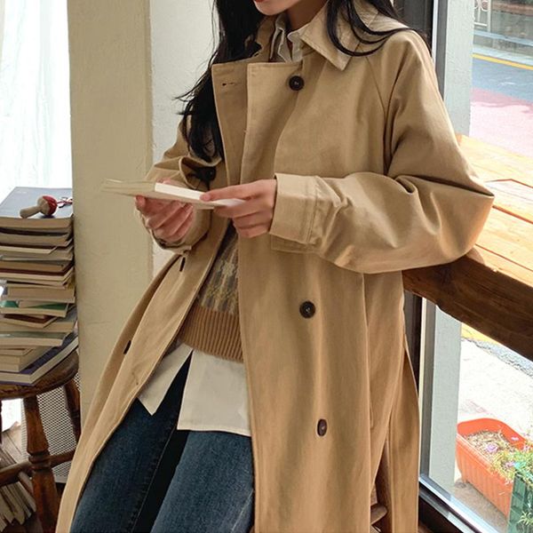 waist was thin, british style, long windbreaker women's jacket trend c050, Tan;black
waist was thin, british style, long windbreaker women's jacket trend c050, Tan;black