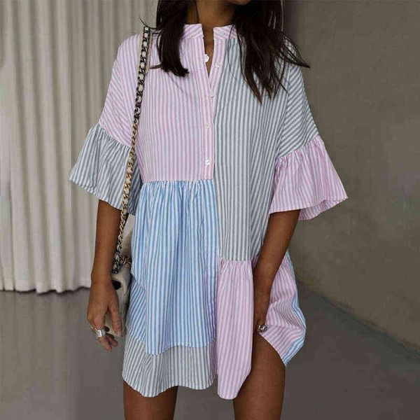 2022 spring patchwork pleated dress women v neck short sleeve button mini dress fashion striped print office shirt dresses y220214, Black;gray
2022 spring patchwork pleated dress women v neck short sleeve button mini dress fashion striped print office shirt dresses y220214, Black;gray