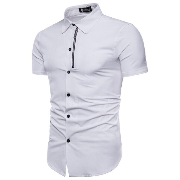 2020 summer fashion new men's casual short sleeve shirt / male solid color zipper design slim fits clothes blouse, White;black
2020 summer fashion new men's casual short sleeve shirt / male solid color zipper design slim fits clothes blouse, White;black