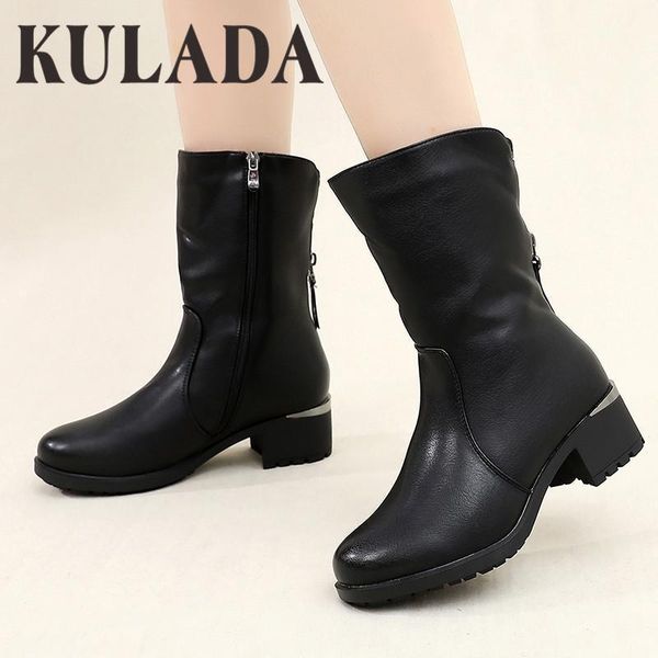 boots kulada women round toe platform heels waterproof warm plush pu leather winter mid-calf ladies boots1, Black
boots kulada women round toe platform heels waterproof warm plush pu leather winter mid-calf ladies boots1, Black