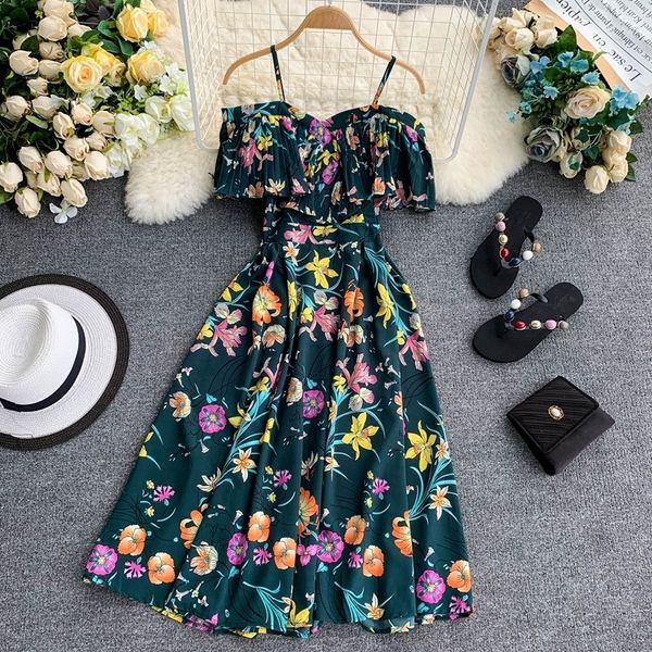 boho ruffles vintage floral print summer off shoulder midi long dress party women casual spaghetti strap beach holiday vestidos y200326, Black;gray
boho ruffles vintage floral print summer off shoulder midi long dress party women casual spaghetti strap beach holiday vestidos y200326, Black;gray