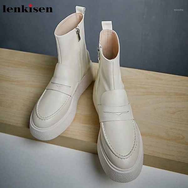 boots lenkisen genuine leather solid british style side zipper round toe high heels thick bottom women winter warm ankle l531, Black
boots lenkisen genuine leather solid british style side zipper round toe high heels thick bottom women winter warm ankle l531, Black