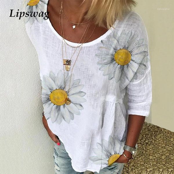 2020 elegant women o-neck shirt blouse summer casual three-quarter sleeve shirt pullover plus size daisy print female blusa 1, White
2020 elegant women o-neck shirt blouse summer casual three-quarter sleeve shirt pullover plus size daisy print female blusa 1, White
