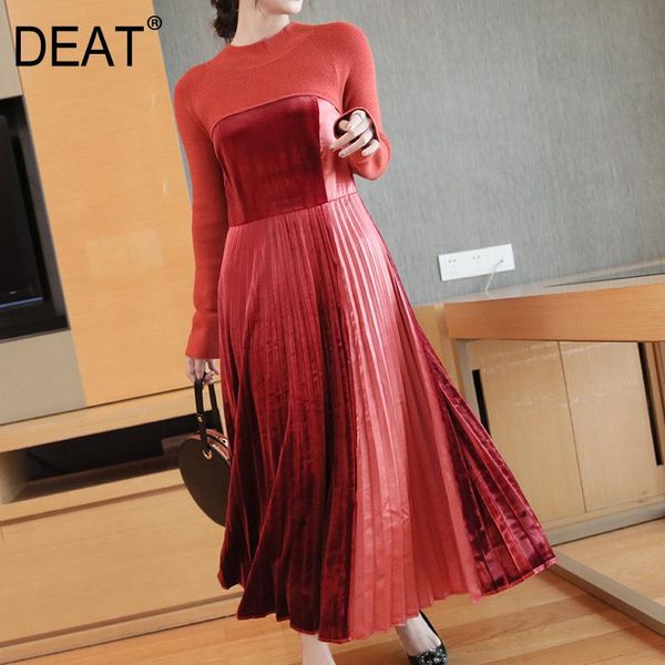 deat velvet dress kniited patchwork pleated hem long sleeve slim elegant thick casual fit red 2020 new autumn fashion ht273, Black;gray
deat velvet dress kniited patchwork pleated hem long sleeve slim elegant thick casual fit red 2020 new autumn fashion ht273, Black;gray