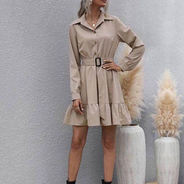 casual dresses fashion office lady belted shirt dress spring fall 2021 long sleeve pleated mini elegant for women button y2k clothes, Black;gray
casual dresses fashion office lady belted shirt dress spring fall 2021 long sleeve pleated mini elegant for women button y2k clothes, Black;gray