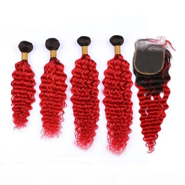 #1b red ombre deep wave malaysian human hair weave wefts with closure bright red ombre deep wavy 4bundles with 4x4 lace front closure, Black
#1b red ombre deep wave malaysian human hair weave wefts with closure bright red ombre deep wavy 4bundles with 4x4 lace front closure, Black